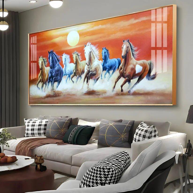 Energetic Horses Premium Acrylic Floating Wall Painting - Decor Smart