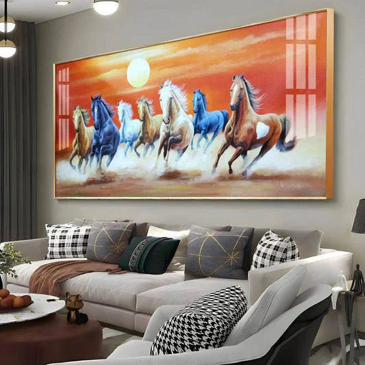 Energetic Horses Premium Acrylic Floating Wall Painting - Decor Smart