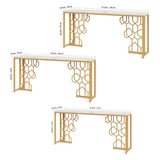 Exquisite Geometric White Faux Marble Robust And Enduring Frame Console Table - Decor Smart