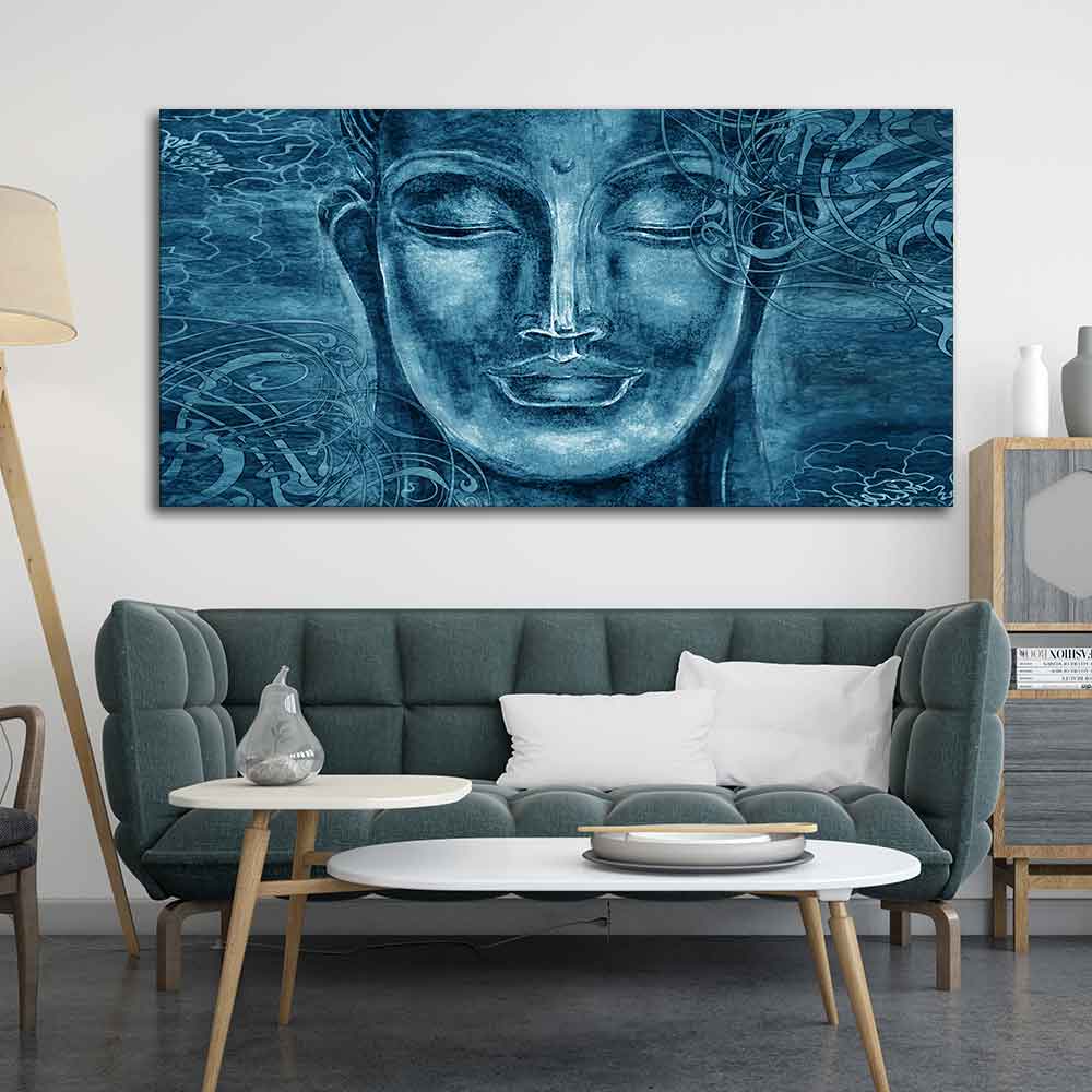 Face Sculpture of Buddha Wall Painting - Decor Smart