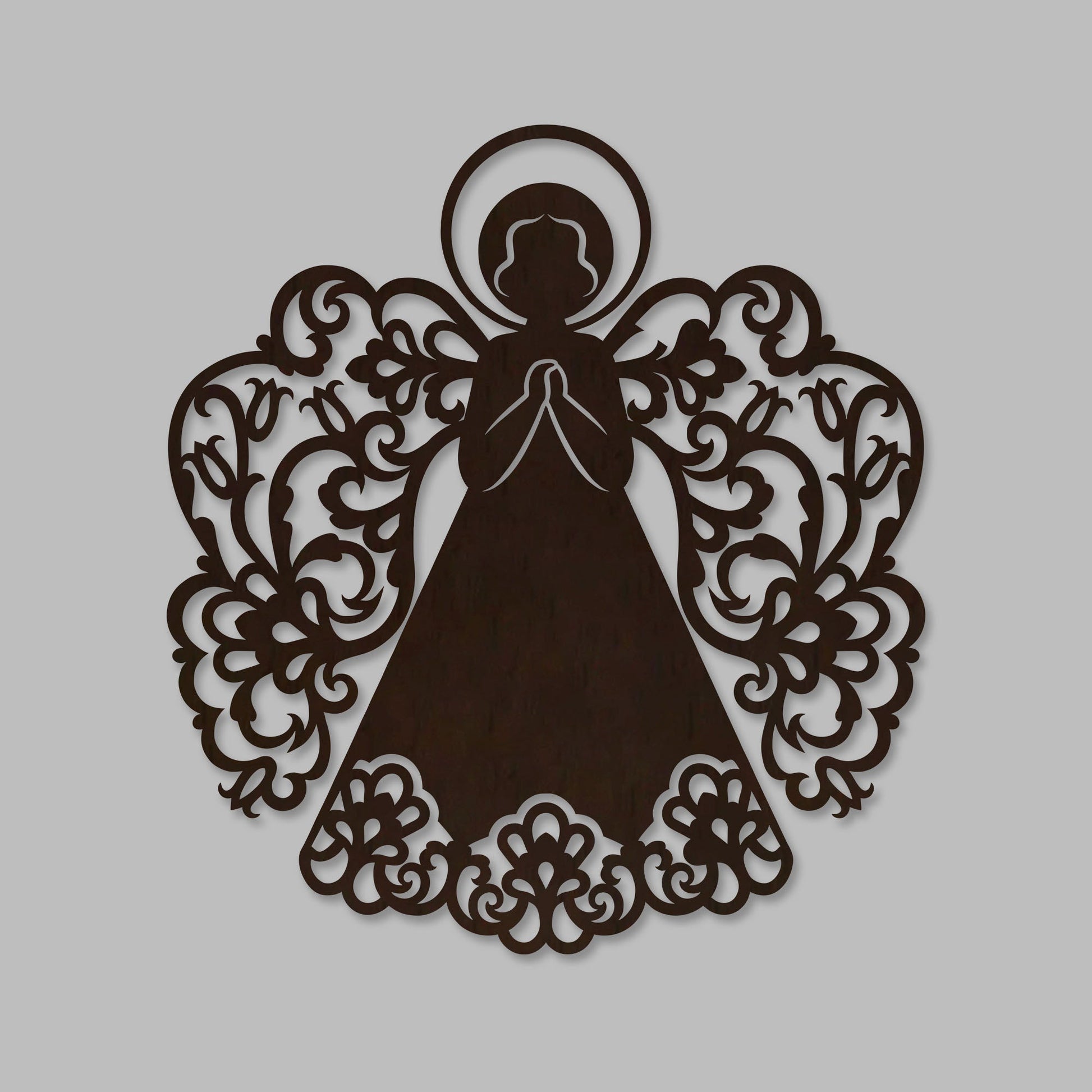 Fairy Angel Backlit Wooden Wall Hanging with LED Night Light Walnut Finish - Decor Smart