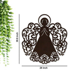 Fairy Angel Backlit Wooden Wall Hanging with LED Night Light Walnut Finish - Decor Smart