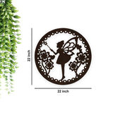 Fairy Butterfly Angel Backlit Wooden Wall Hanging with LED Night Light Walnut Finish - Decor Smart