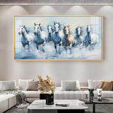 Fairytale Seven Horses Premium Acrylic Floating Wall Painting - Decor Smart