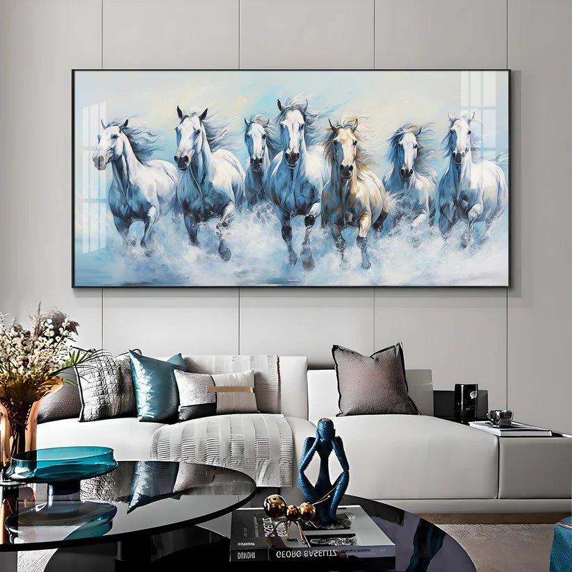Fairytale Seven Horses Premium Acrylic Floating Wall Painting - Decor Smart