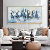 Fairytale Seven Horses Premium Acrylic Floating Wall Painting - Decor Smart