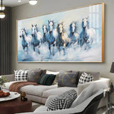 Fairytale Seven Horses Premium Acrylic Floating Wall Painting - Decor Smart