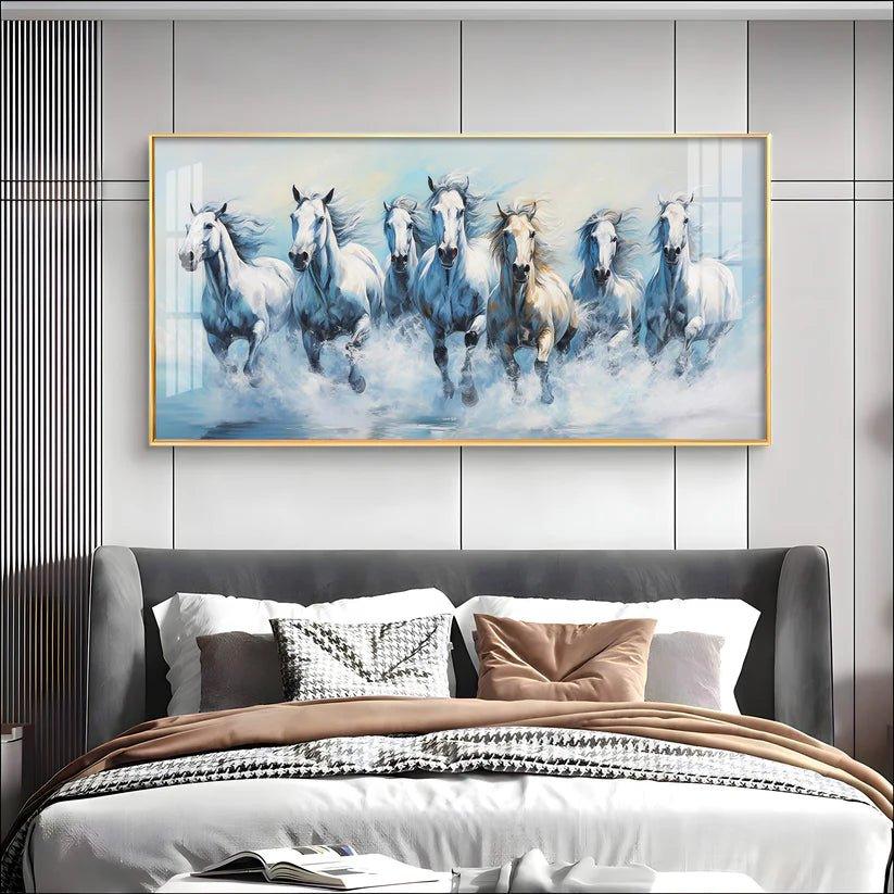 Fairytale Seven Horses Premium Acrylic Floating Wall Painting - Decor Smart