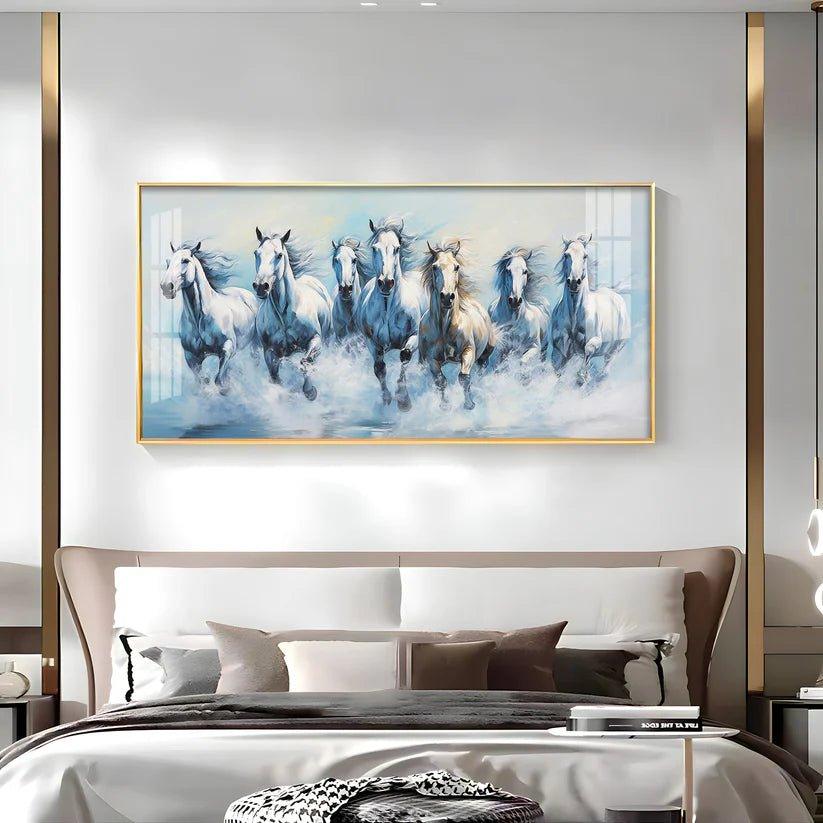 Fairytale Seven Horses Premium Acrylic Floating Wall Painting - Decor Smart