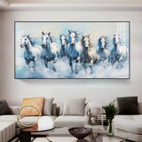 Fairytale Seven Horses Premium Acrylic Floating Wall Painting - Decor Smart