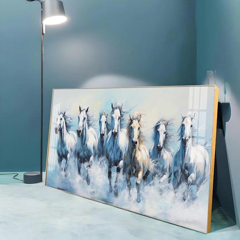 Fairytale Seven Horses Premium Acrylic Floating Wall Painting - Decor Smart
