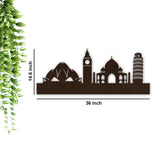 Famous Architectures Backlit Design Wooden Wall Hanging with LED Night Light Walnut Finish - Decor Smart