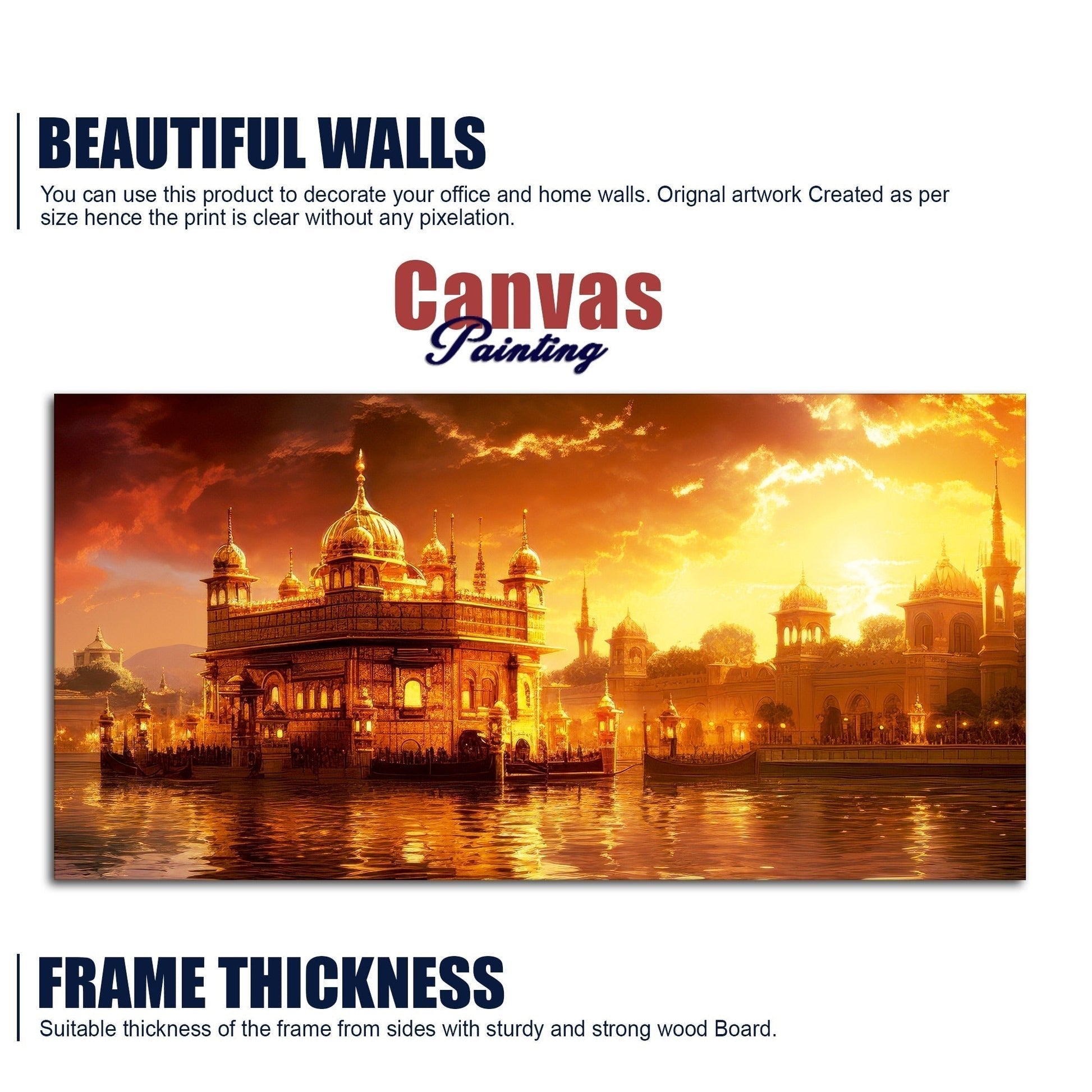 Famous Holy Golden Temple At Sunset View Canvas Wall Painting - Decor Smart