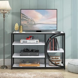 Five - Tier White Marble Black Console Table - Decor Smart