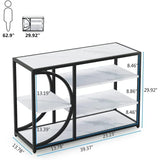 Five - Tier White Marble Black Console Table - Decor Smart