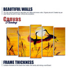 Flamingos Flying in Sunset 5 Pieces Wall Painting