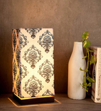 Floral Designer Art Printed Table Lamp with Wooden Finish Base