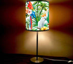 Floral Flower Art Printed Modern Stainless Steel Metal Finish Table Lamp