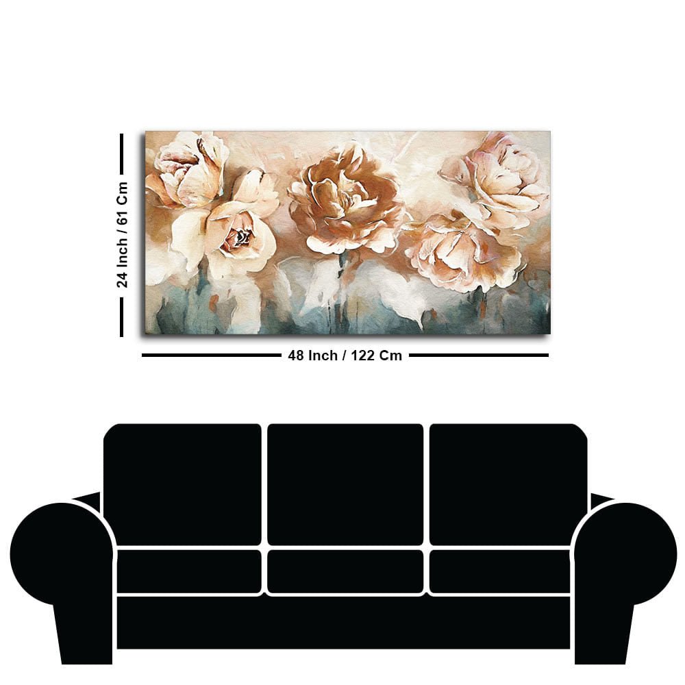Floral Flower White Rose Canvas Wall Painting - Decor Smart