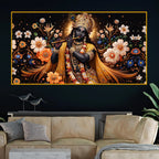 Floral Krishna Crystal Glass Wall Painting for Luxury Décor