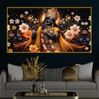 Floral Krishna Crystal Glass Wall Painting for Luxury Décor