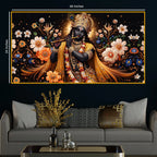 Floral Krishna Crystal Glass Wall Painting for Luxury Décor