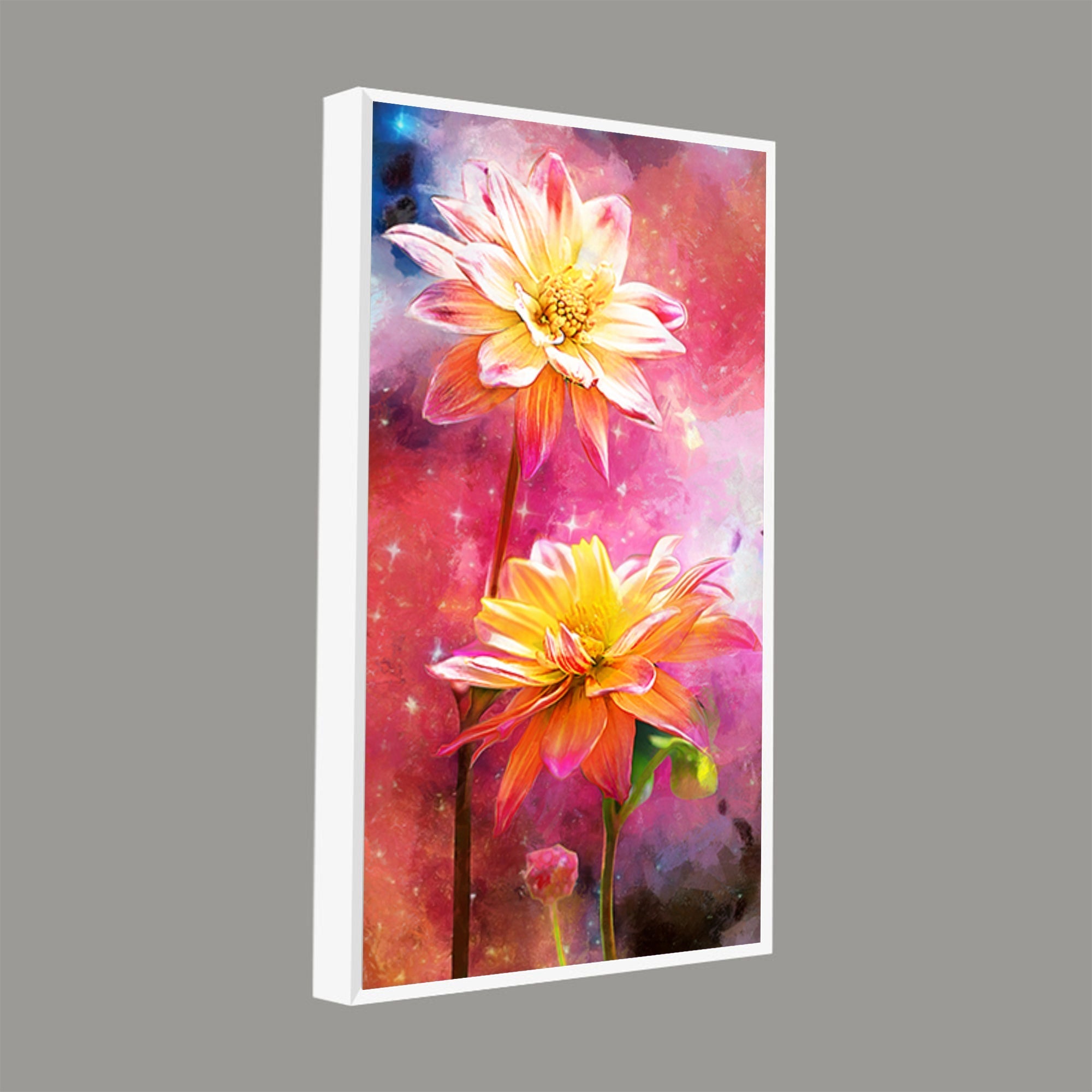 Flowers on Colorful Background Canvas Wall Hanging - Decor Smart
