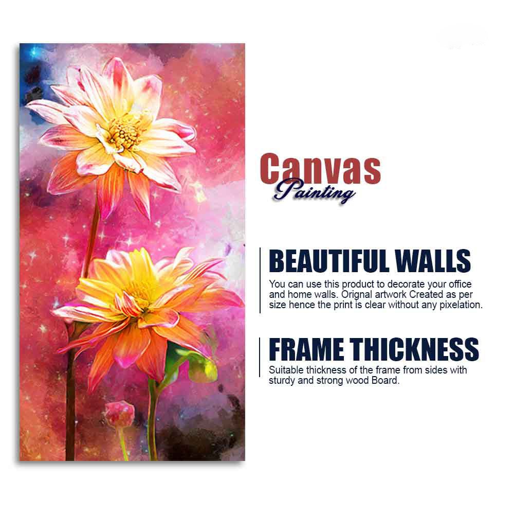 Flowers on Colorful Background Canvas Wall Hanging - Decor Smart