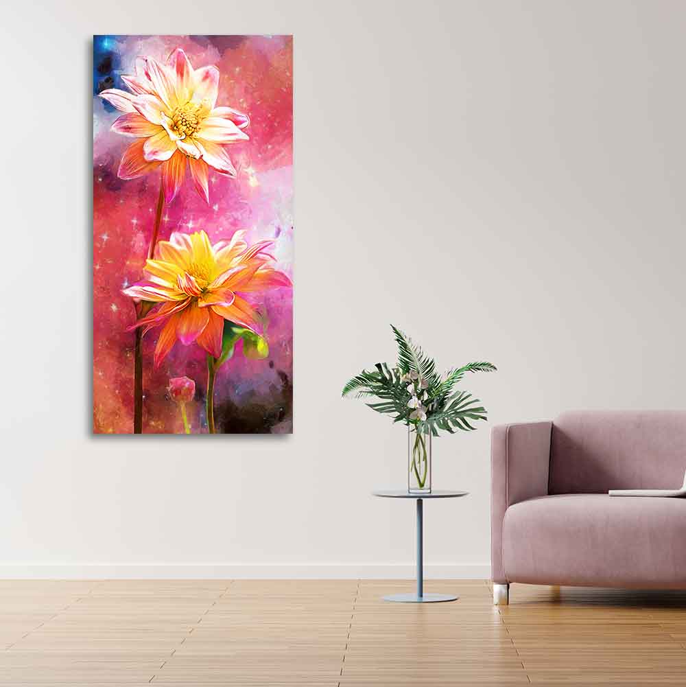 Flowers on Colorful Background Canvas Wall Hanging - Decor Smart