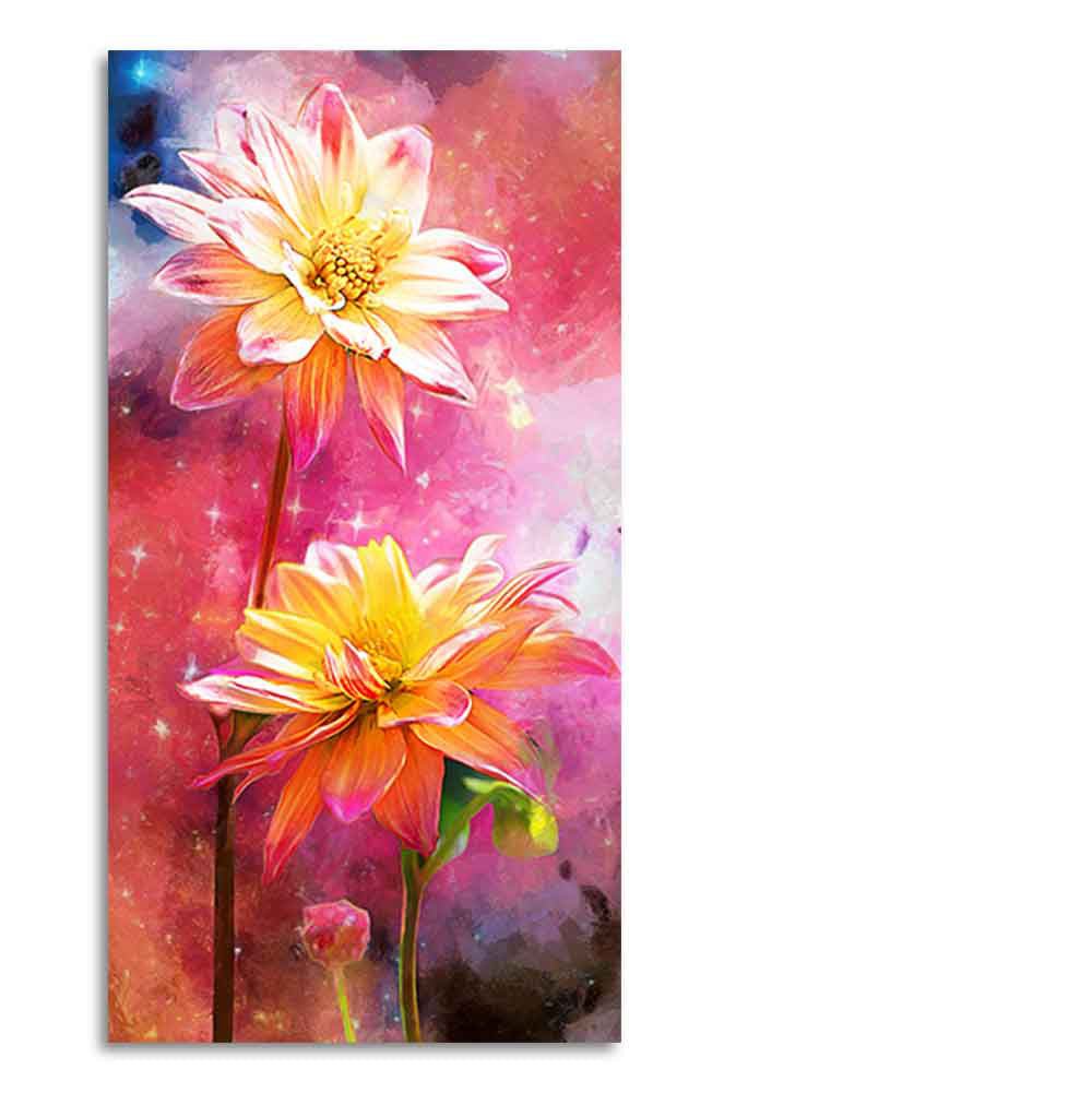 Flowers on Colorful Background Canvas Wall Hanging - Decor Smart