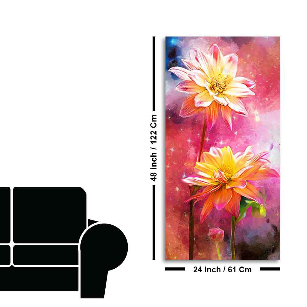 Flowers on Colorful Background Canvas Wall Hanging - Decor Smart
