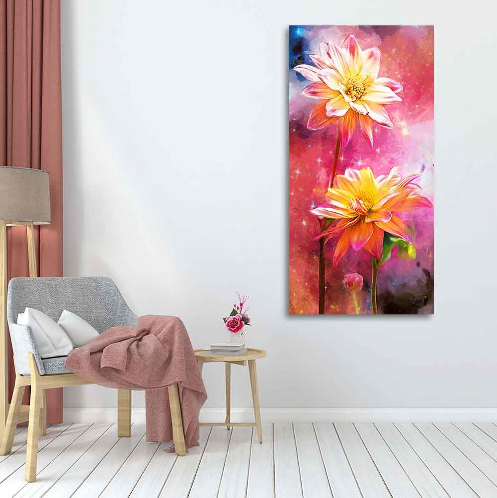 Flowers on Colorful Background Canvas Wall Hanging - Decor Smart