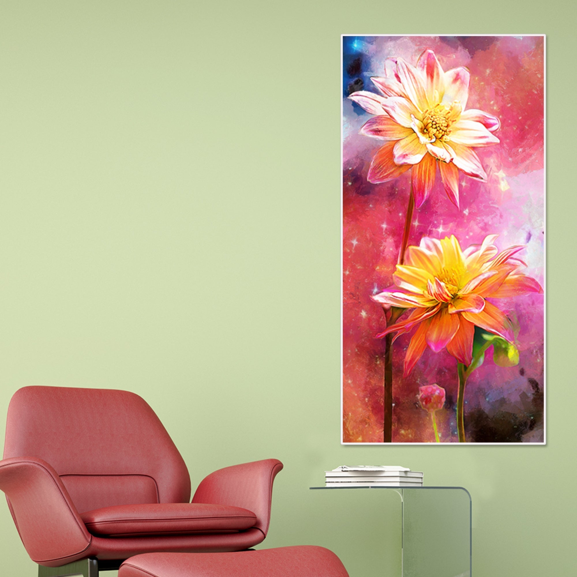 Flowers on Colorful Background Canvas Wall Hanging - Decor Smart