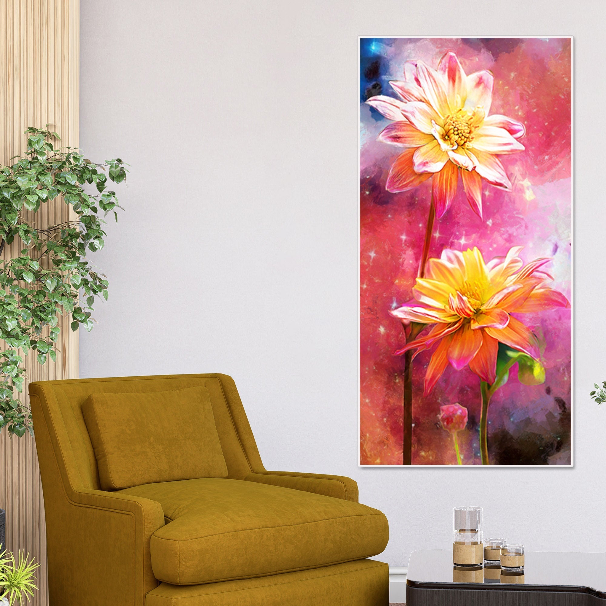 Flowers on Colorful Background Canvas Wall Hanging - Decor Smart