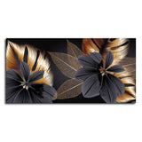 Flowers with Golden Monstera Leaves Wall Painting - Decor Smart