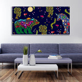 Folk Art Night Bears Canvas Wall Painting - Decor Smart