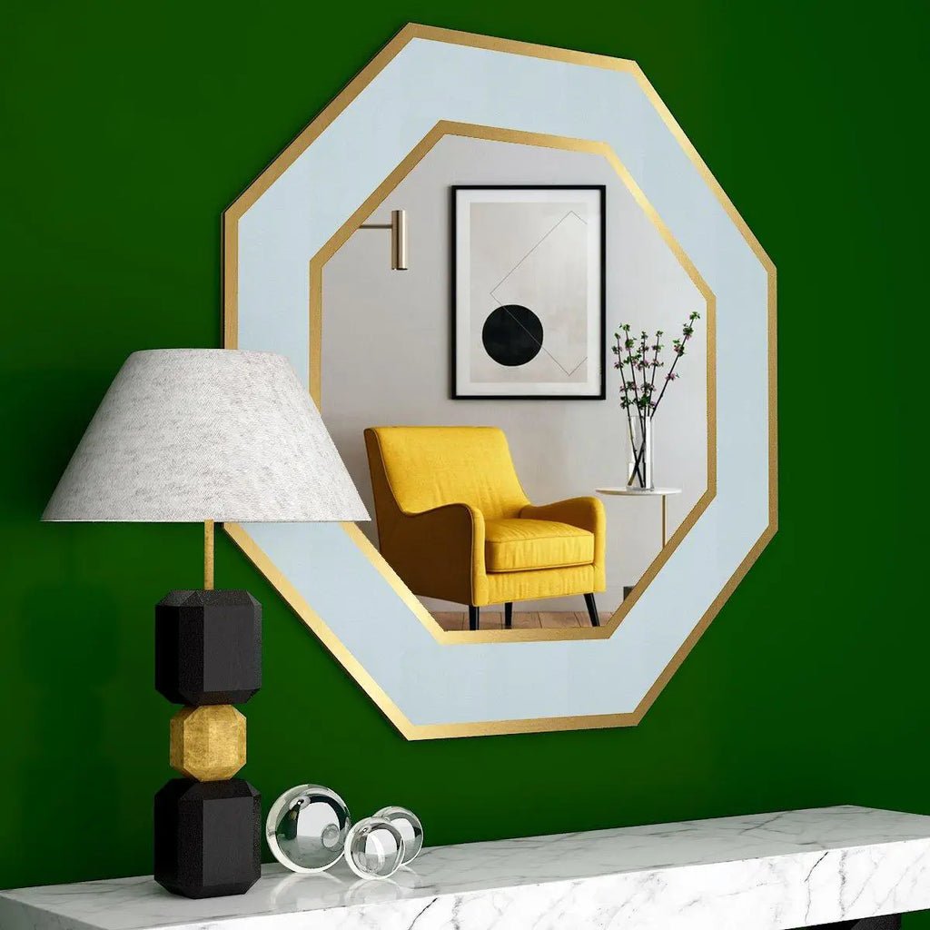 Frameless Beveled Asymmetrical Bathroom Wall Mirror - Decor Smart