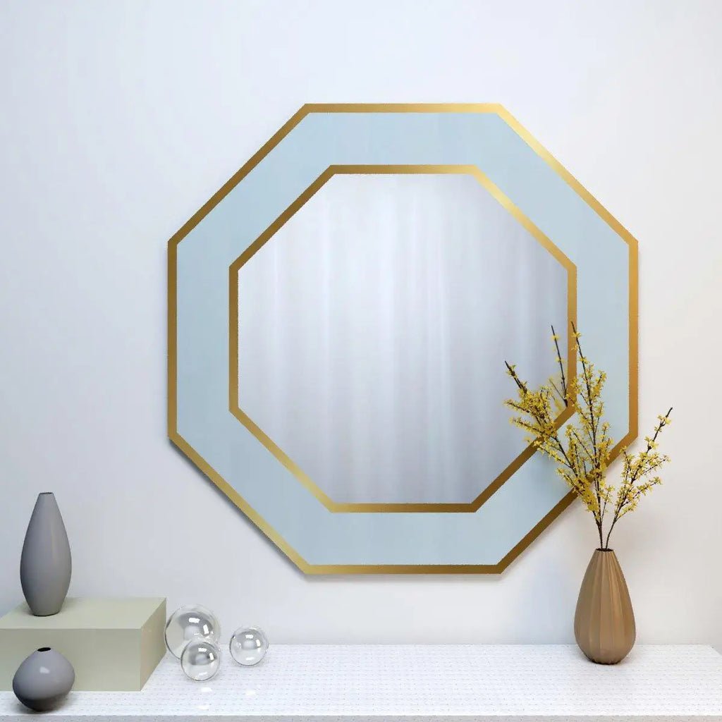 Frameless Beveled Asymmetrical Bathroom Wall Mirror - Decor Smart