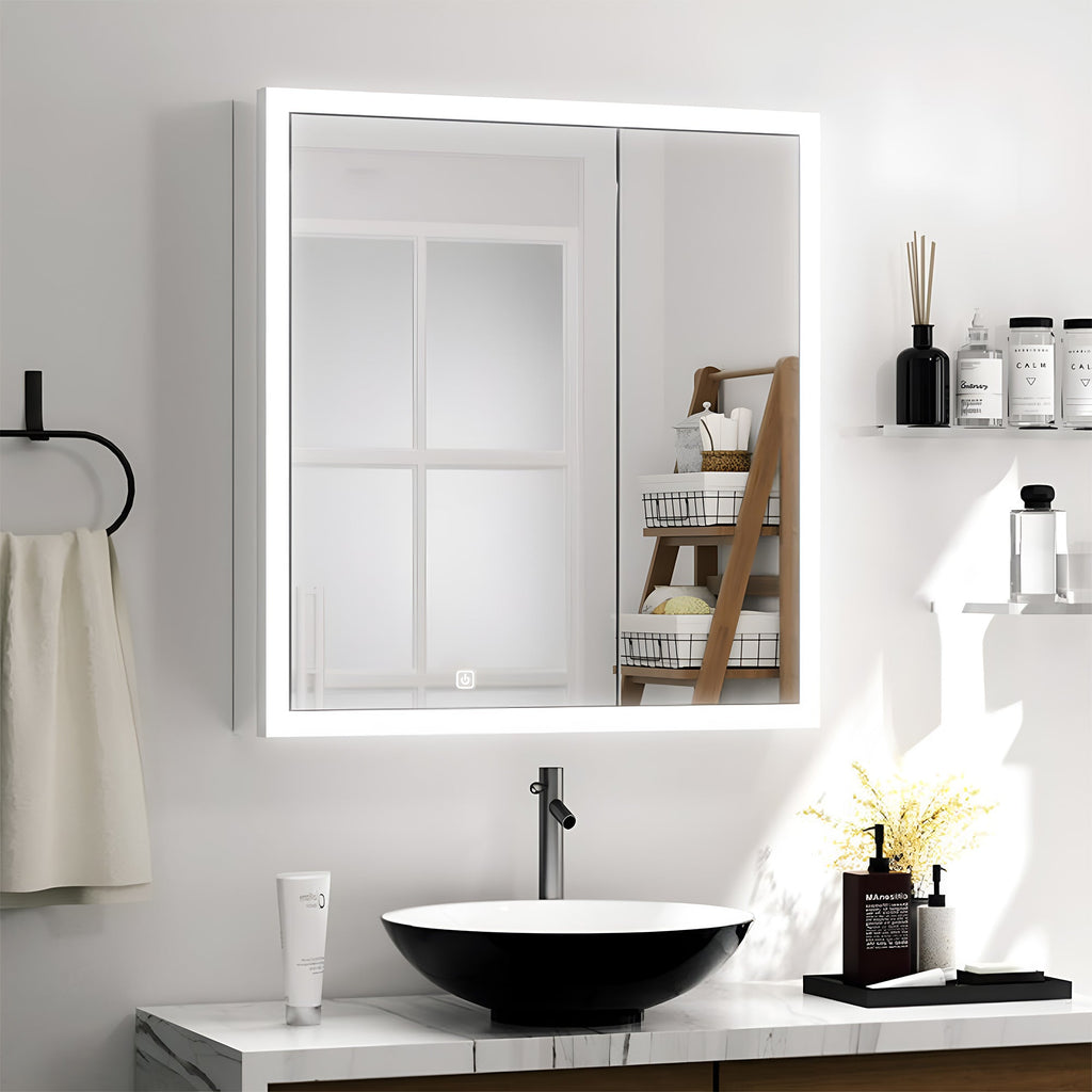 Frameless LED Mirror Cabinet with White Backlight and Touch Control
