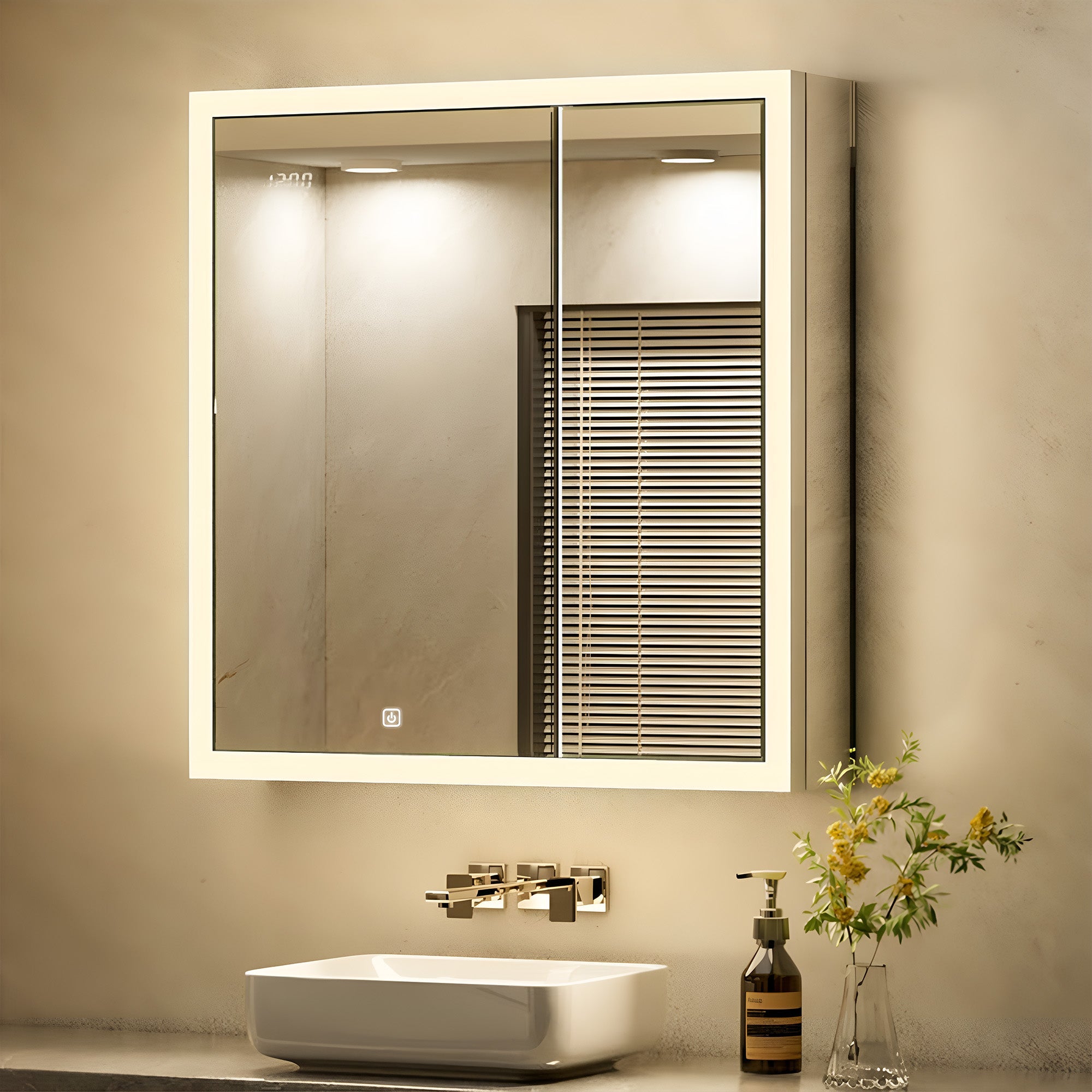 Frameless LED Mirror Cabinet with White Backlight and Touch Control