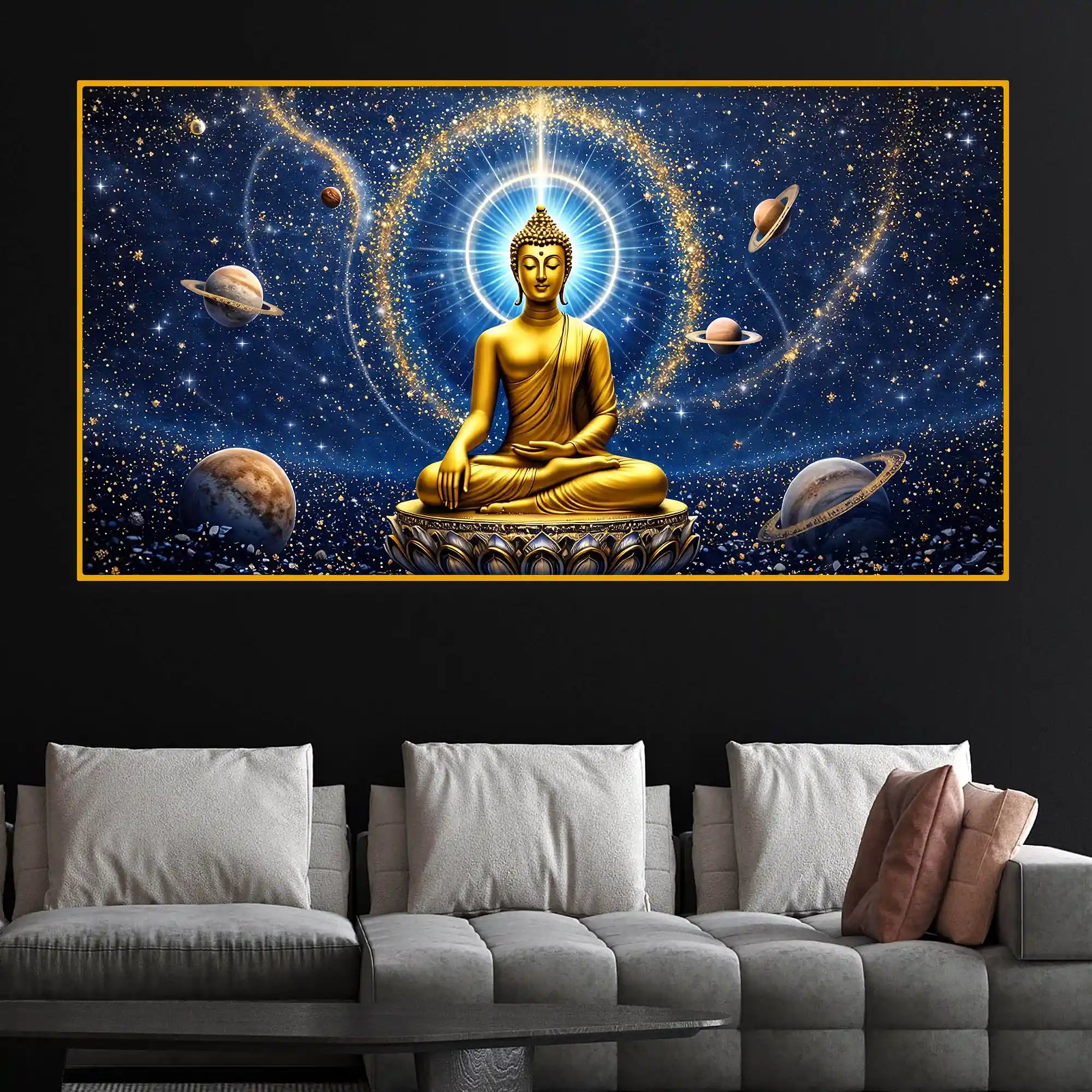 Galaxy Buddha Crystal Glass Painting for Meditation Wall Décor