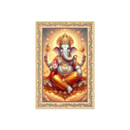 Ganesha Blessings and Prosperity Floral Border Vertical Wall Painting