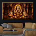 Ganpati Bappa Morya Crystal Glass Painting for Temple Style Décor