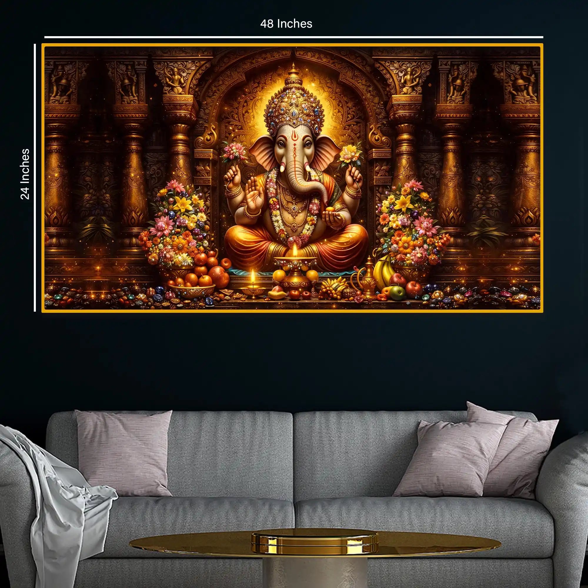Ganpati Bappa Morya Crystal Glass Painting for Temple Style Décor