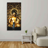 Gautam Buddha Golden Sculpture Vertical Wall Painting - Decor Smart