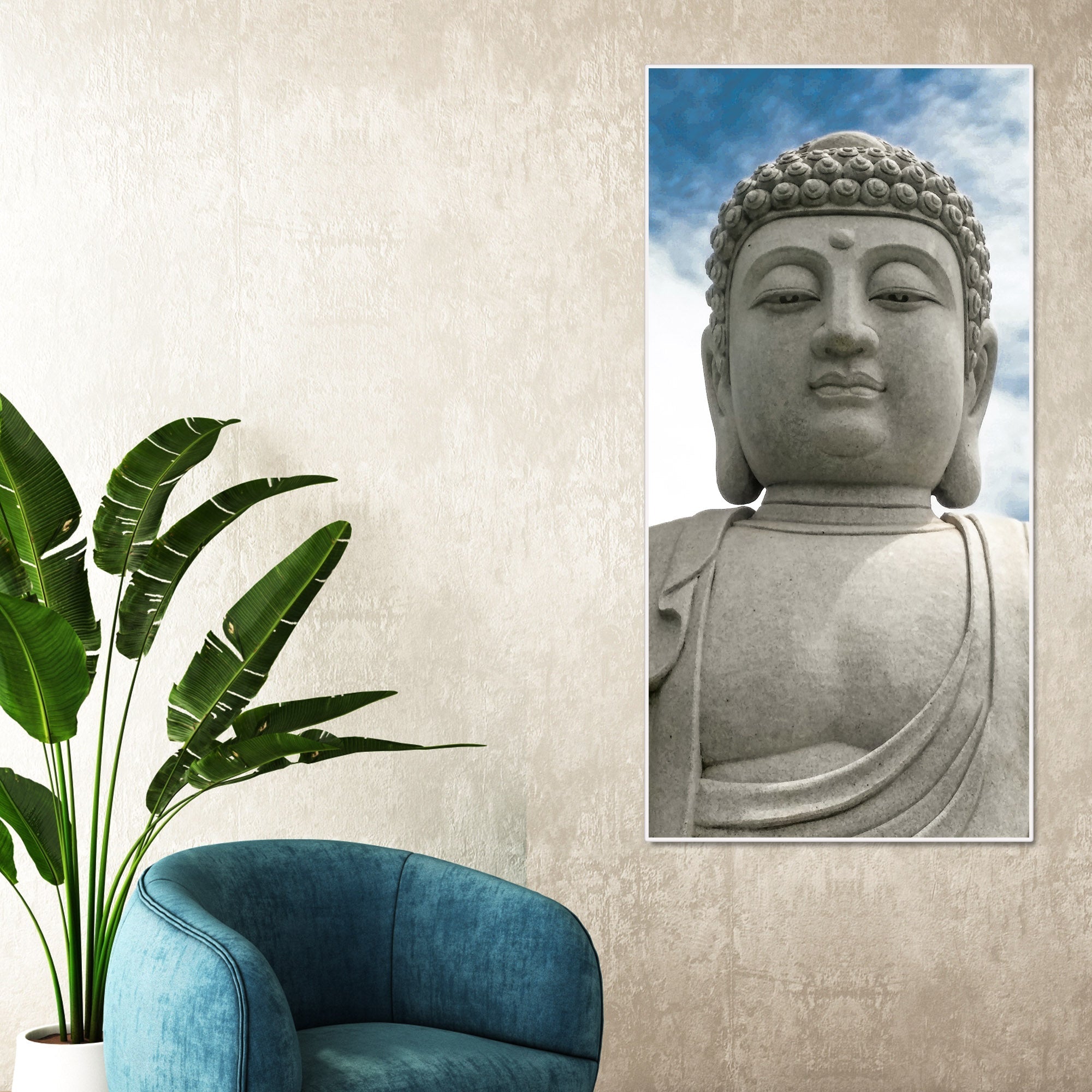 Gautam Buddha Sculpture Vertical Wall Painting - Decor Smart