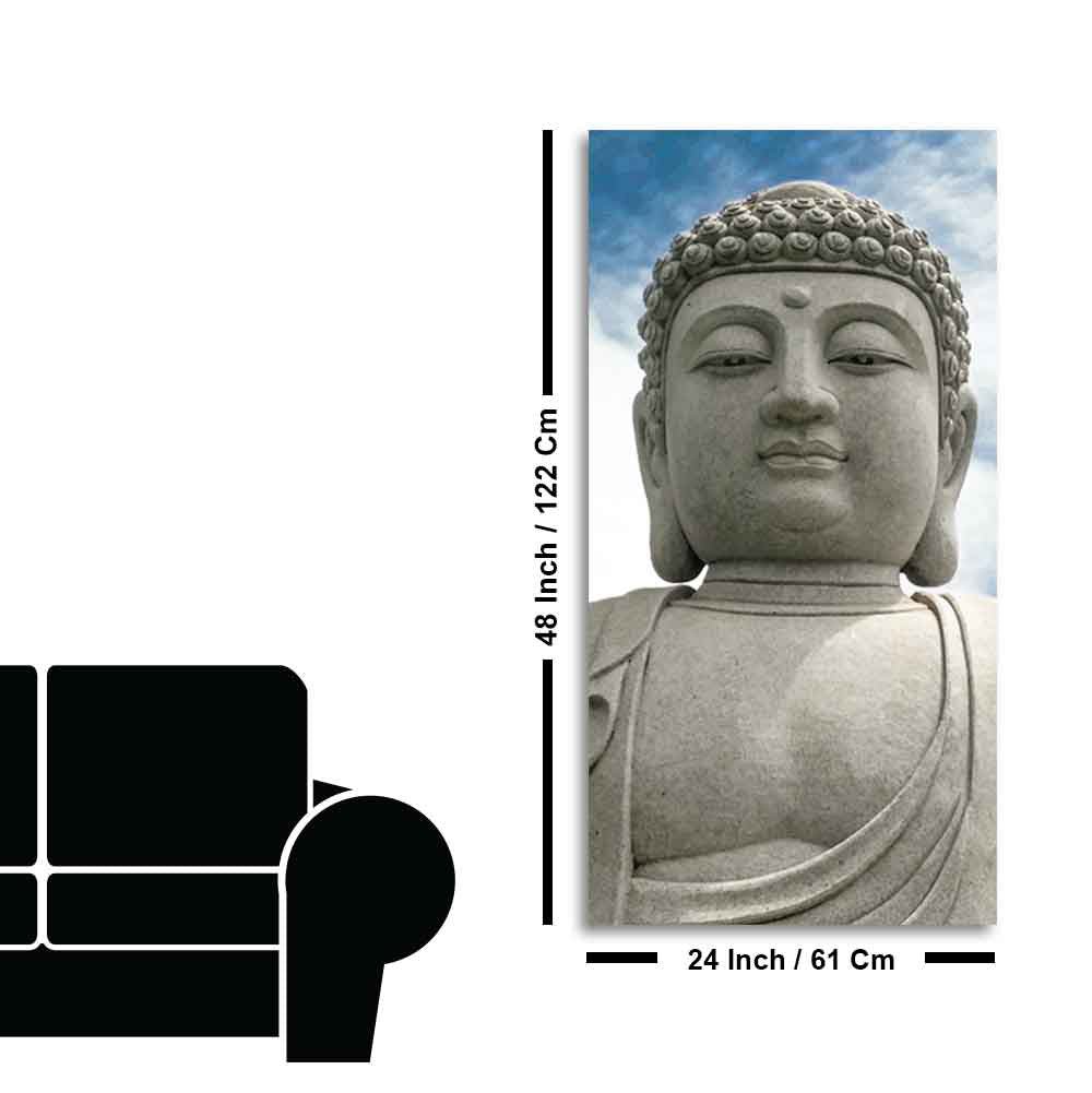 Gautam Buddha Sculpture Vertical Wall Painting - Decor Smart