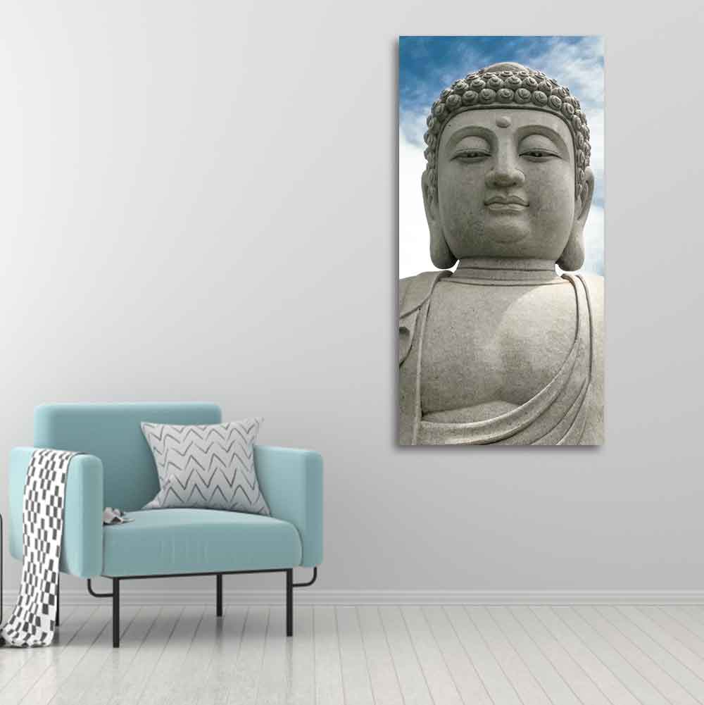 Gautam Buddha Sculpture Vertical Wall Painting - Decor Smart
