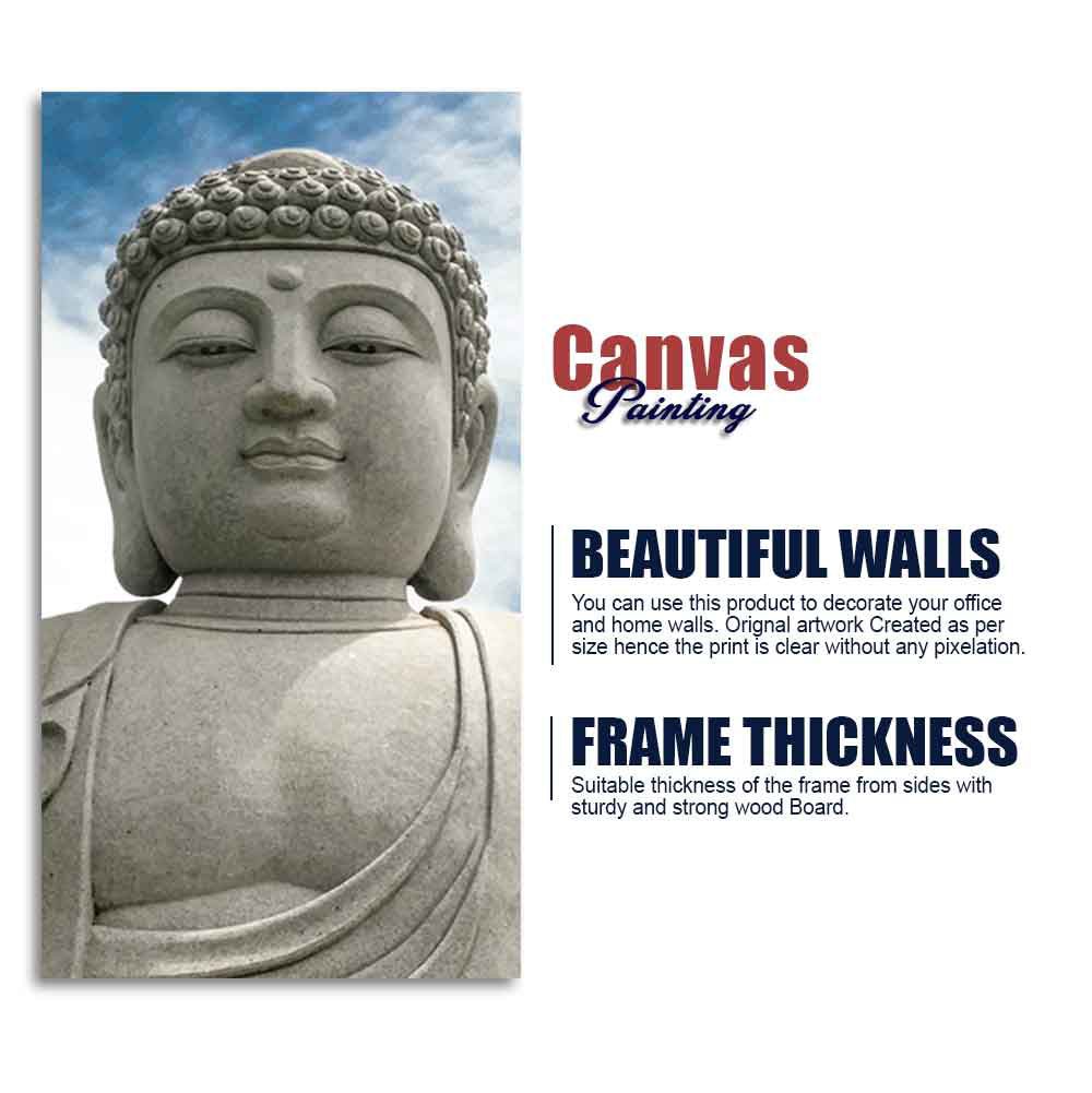 Gautam Buddha Sculpture Vertical Wall Painting - Decor Smart