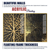 Geometric and Leaf Pattern Acrylic Floating Wall Painting Set of 2 - Decor Smart